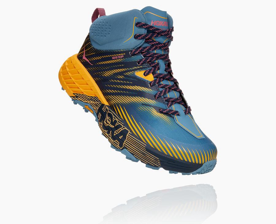 Trail Shoes Womens - Hoka One One Speedgoat Mid GORE-TEX 2 - Blue - BXMIREW-51